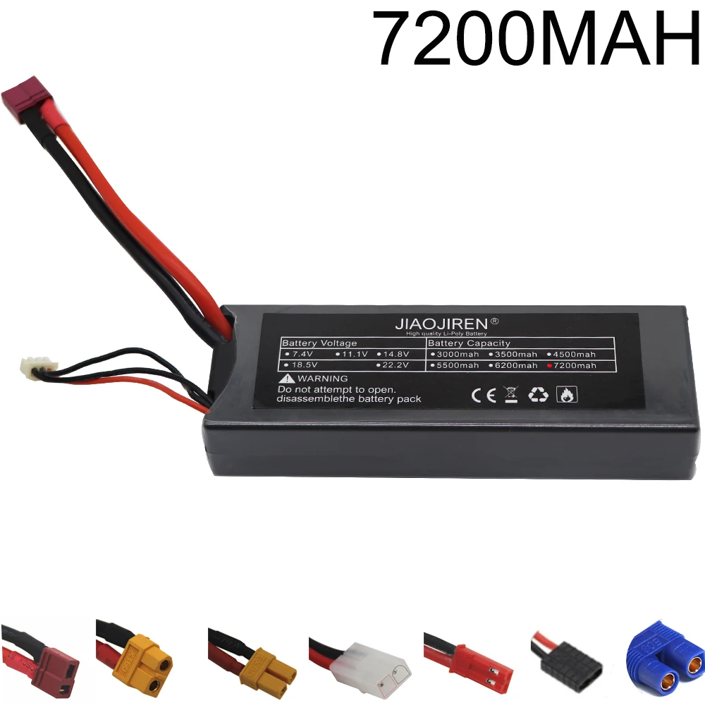 7.4V 7200mAh 2S Lipo Batteries with T/JST/XT60 PLUG for RC Car 2S RC For RC Drone Car Truck Helicopter Boat toys accessories