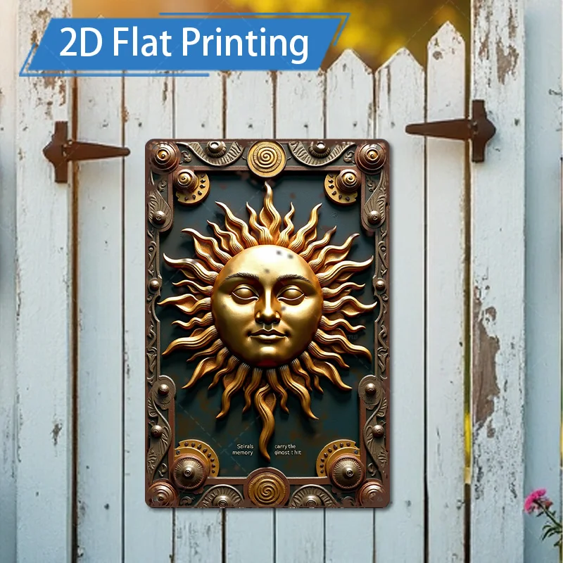 

1 шт., 8x12 дюймов, металлический знак, винтажное металлическое настенное искусство с солнечным лицом для домашнего декора в деревенском стиле