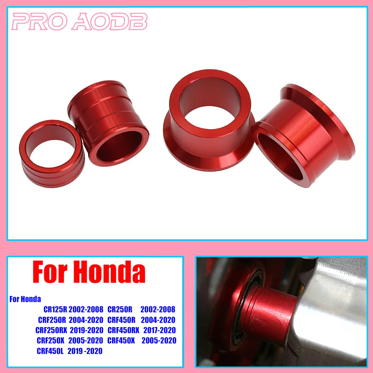 

CNC Aluminum Front Rear Wheel Spacers For Honda CR CRF 125R 250R 450R 250X 450X 250RX 450RX 450L 2002-2020 Motocross Accessories