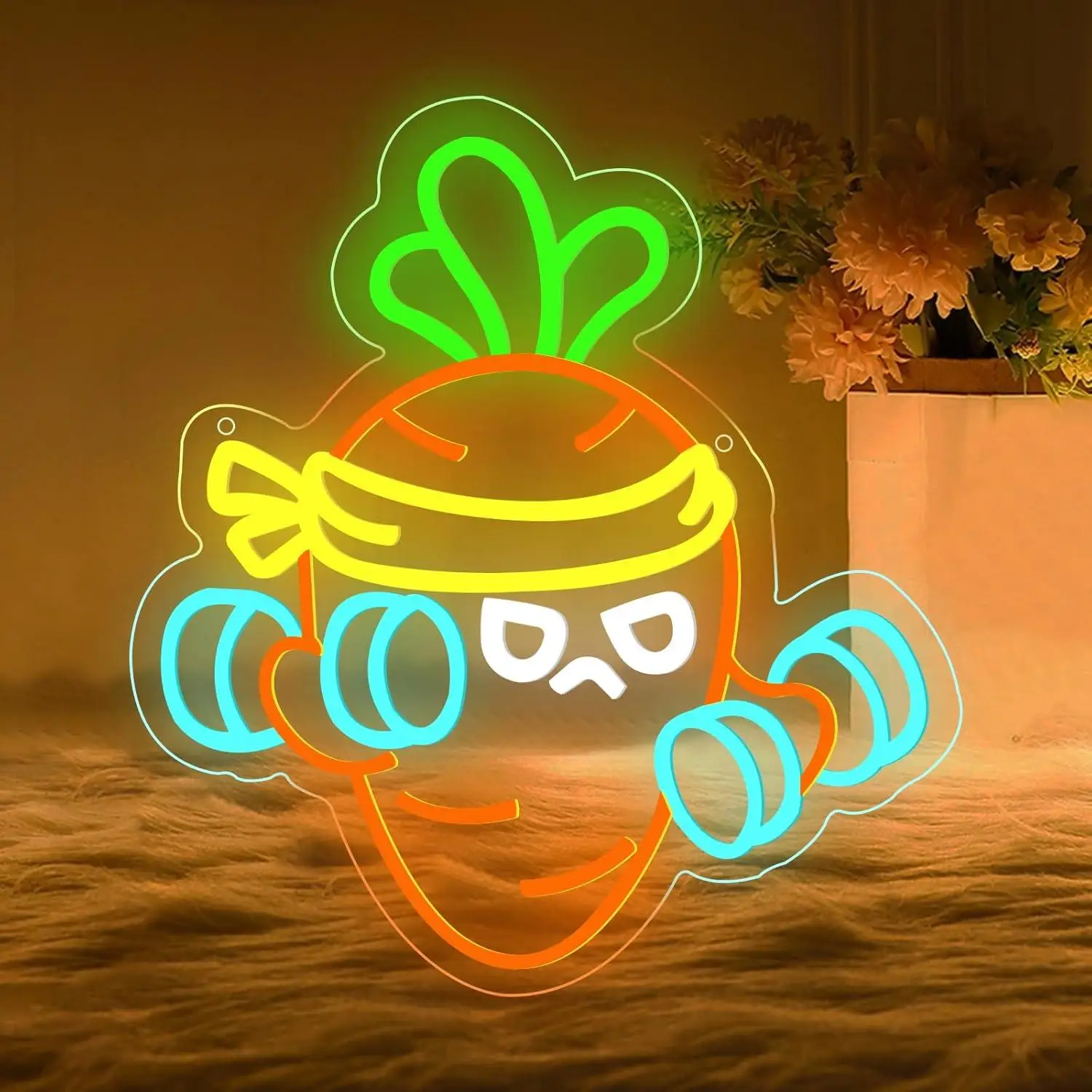 Carrot Lift The Weight Neon Sign Body Building Dimmable LED Neon Light for Gym Room Exercise Room Fitness Club Window Decoration
