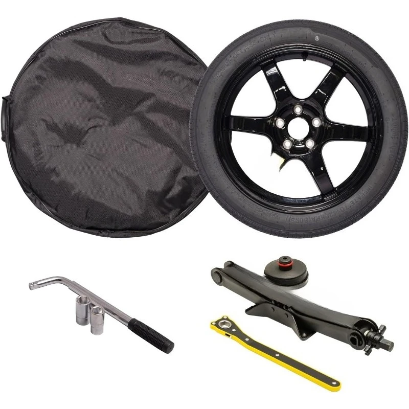

Complete Spare Wheel and Tire Kit for Model Y - Includes 18x4 Black Rim, 155/85R18 Spare Tire (28.5" Diameter)