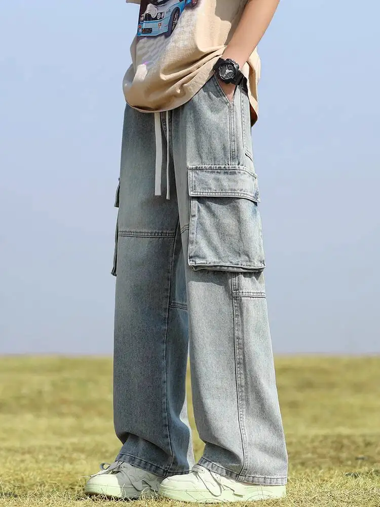 

Unisex Cargo Jeans 2025 Autumn Winter New Men's Women Cargo Jeans Straight Leg Loose Wide Leg Multi Pocket Pants