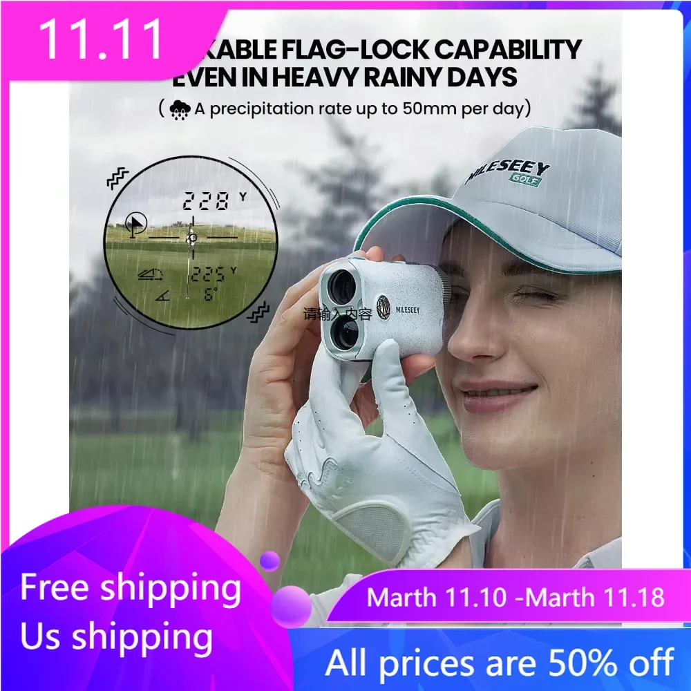 Pocket Golf Rangefinder with Slope on/Off, 0.1s Flag Lock Pulse Vibration, IP65 Waterproof,1000 Yards Rechargeable Laser Range