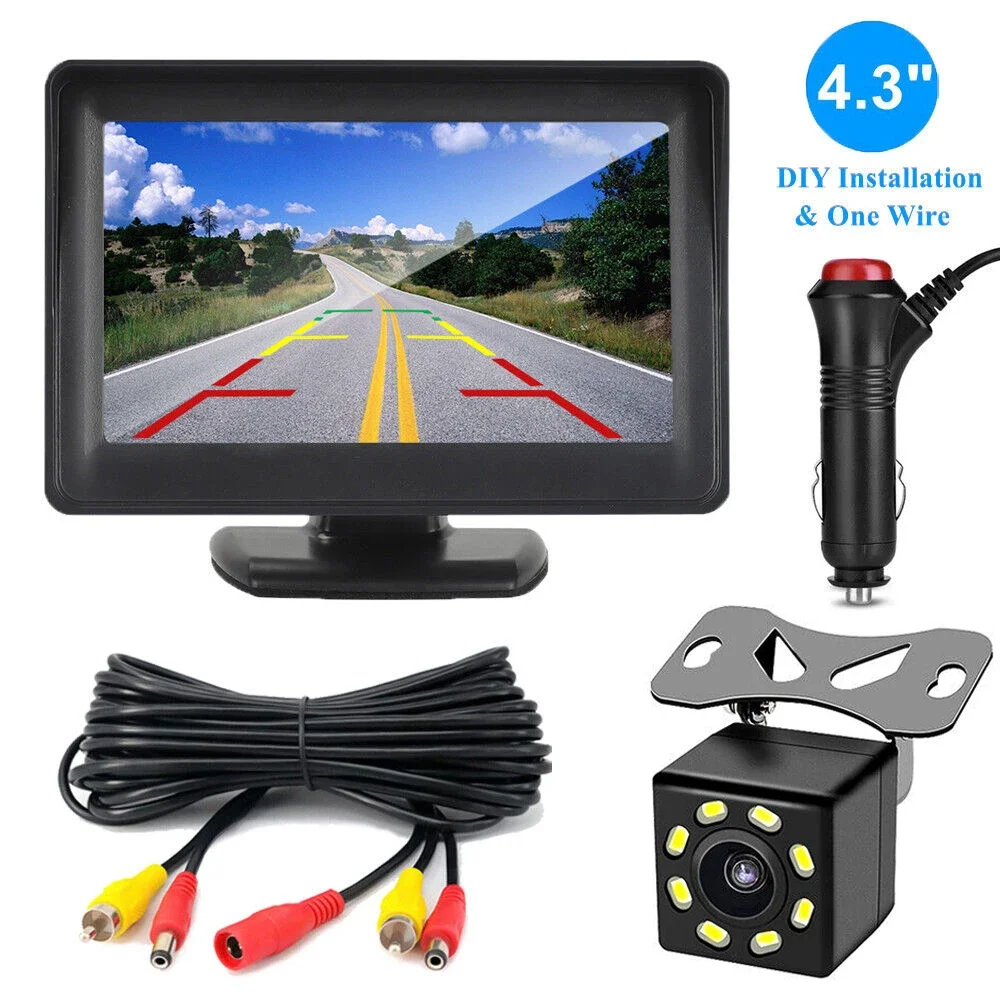 

DIY Easy Installation 4.3" Car Rear View Backup Camera Monitor for Van Vehicle Night Vision Reverse Parking System Plug and Play
