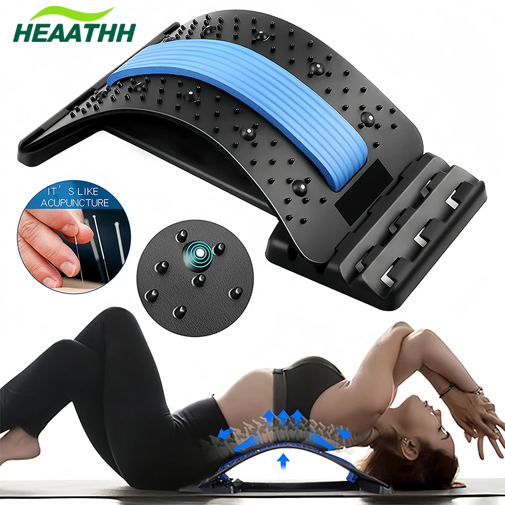 Adjustable Back Stretcher Waist Back Cracking Device Back Cracker 4 Level Spine Board Magnetic Therapy Shoulder Back Pain Relief