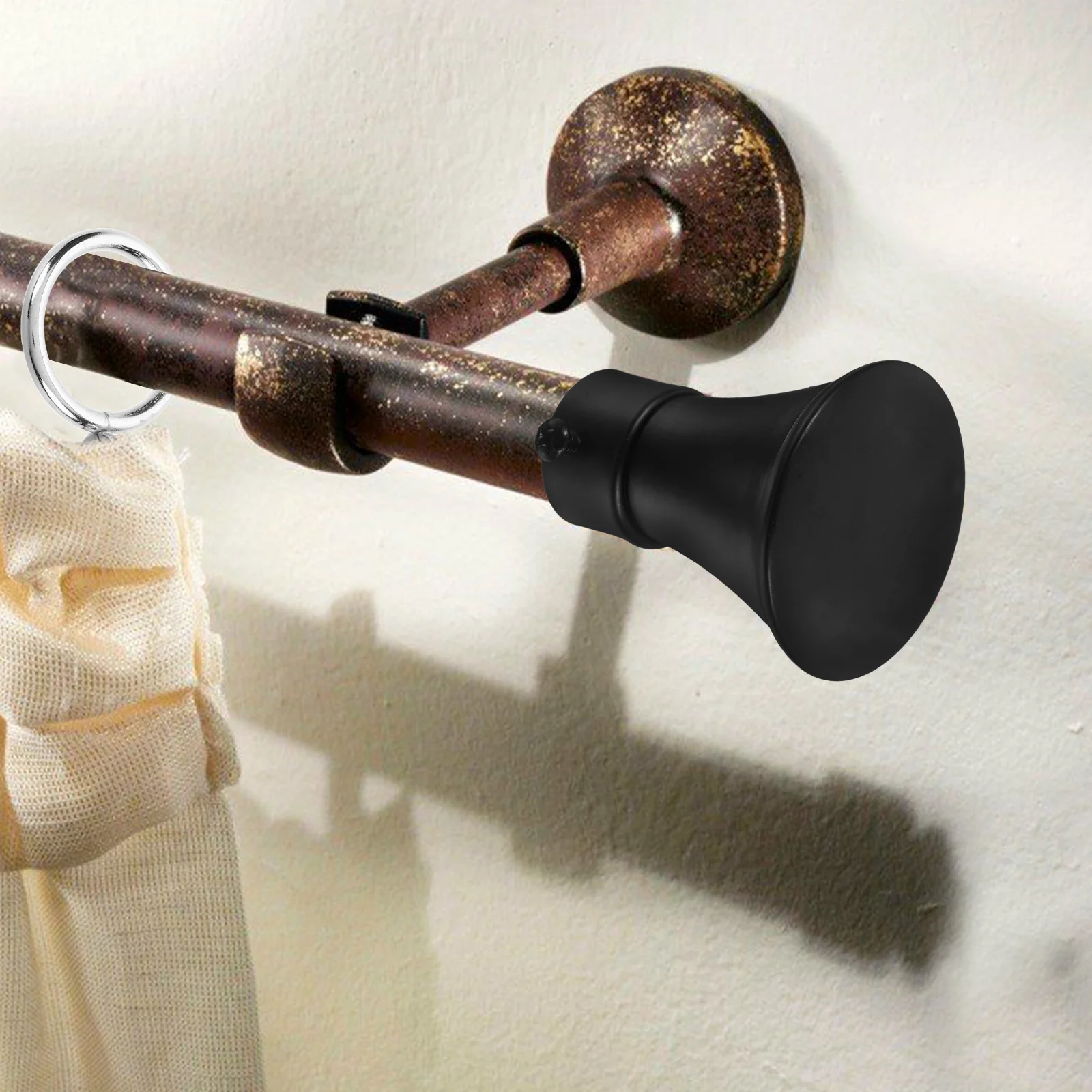 

2pcs Curtain Rod Finials Black Iron End Caps For Curtain Rods Modern Matte Decorative Metal Finial Replacement Home Living Room