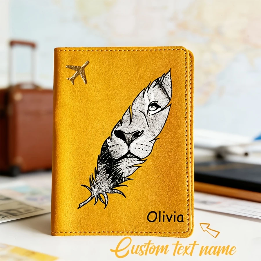 

1pc Customizable Name Text Travel PU Passport Cover Passport Holder RFID Protection Ultra-Thin Wallet Coin Pouch ID Card Holder