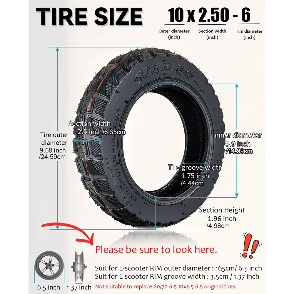 10 Inch 10x2.50 Off Road Inner Outer Tyre 10*2.50 Tire for Self Balancing Kugoo M4 Zero 10X Electric Scooter Accessories Parts - view 6