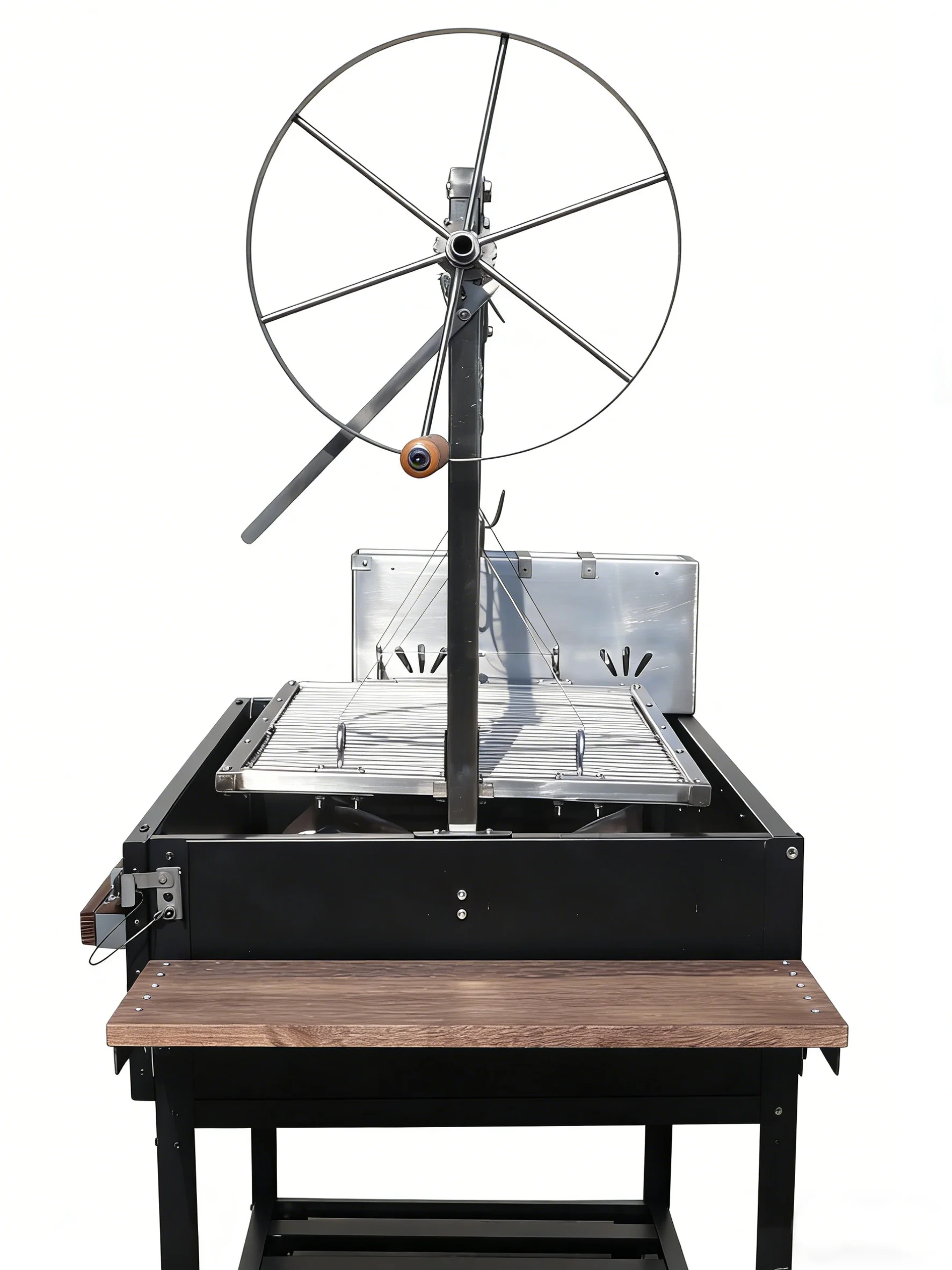 Charcoal BBQ Grill Santa Maria Powder Coated Adjustable Heights Side Table Heavy Garden
