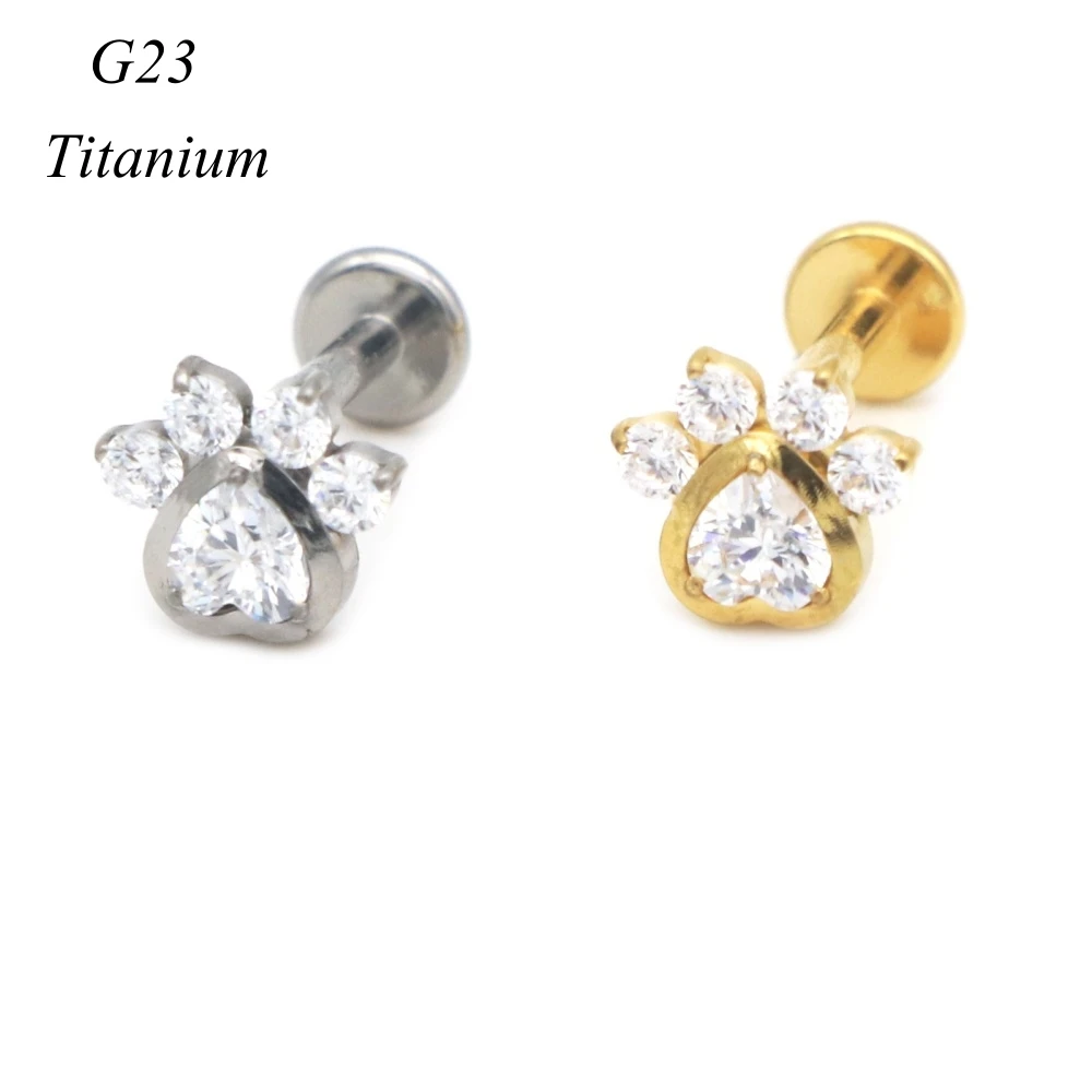 

12PCS Crystal Heart F136 Titanium Earring Lip Stud Labret Piercing 16G Ear Cartilage Earring Trend Body Jewelry