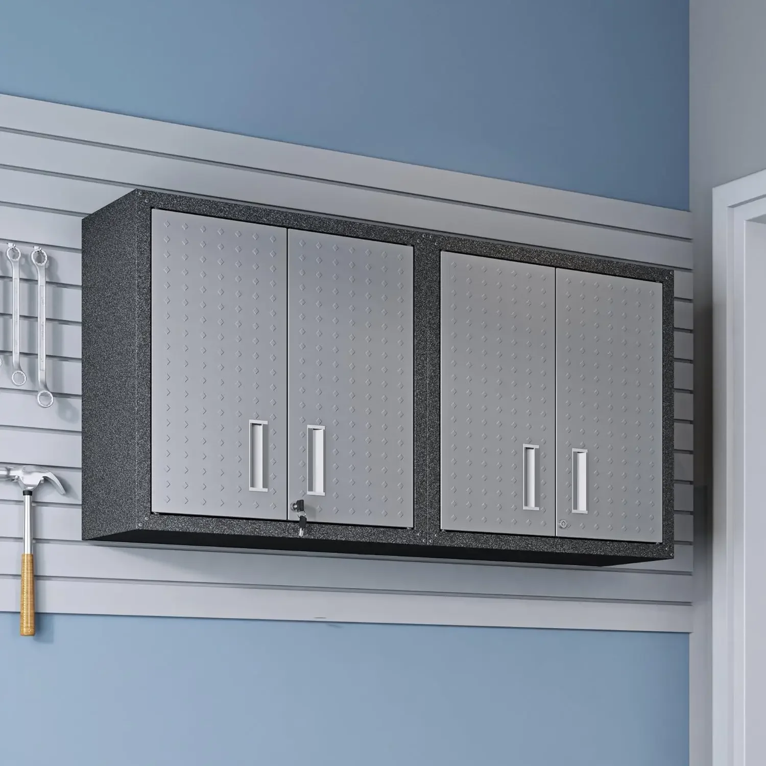 

Dual Fortress Floating Garage Storage Cabinet, 1, Black/Grey
