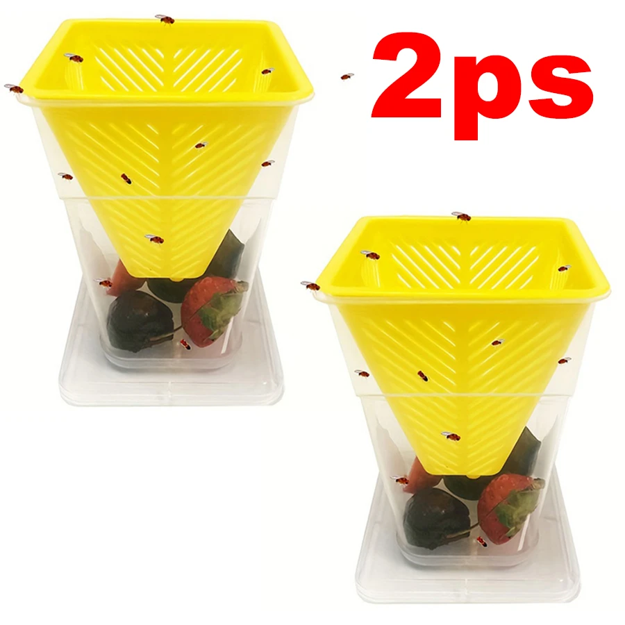 2 Pcs Home Kitchen Reusable Plastic Insects Bug Catcher Fruit Fly Live Catch Trap