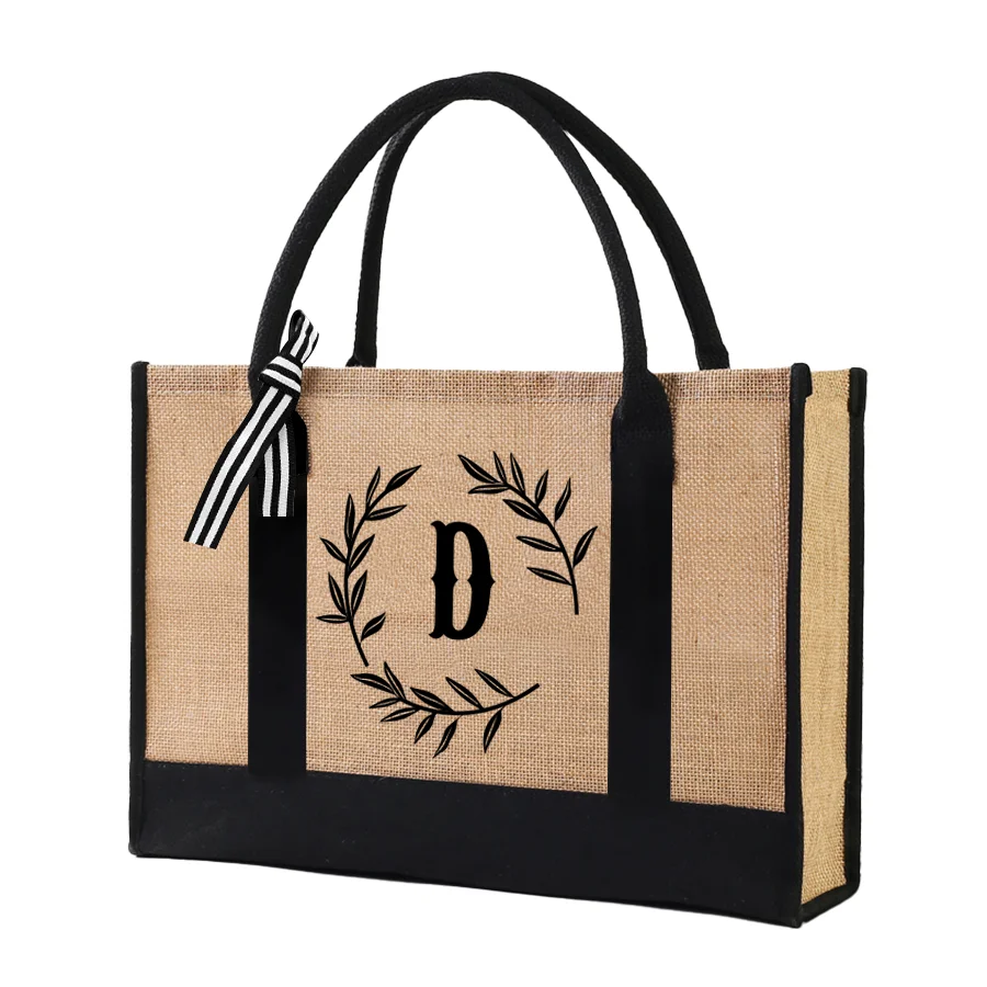 New fashion men's tote bag with letter print large capacity multi-functional linen tote bag gift shopping bag