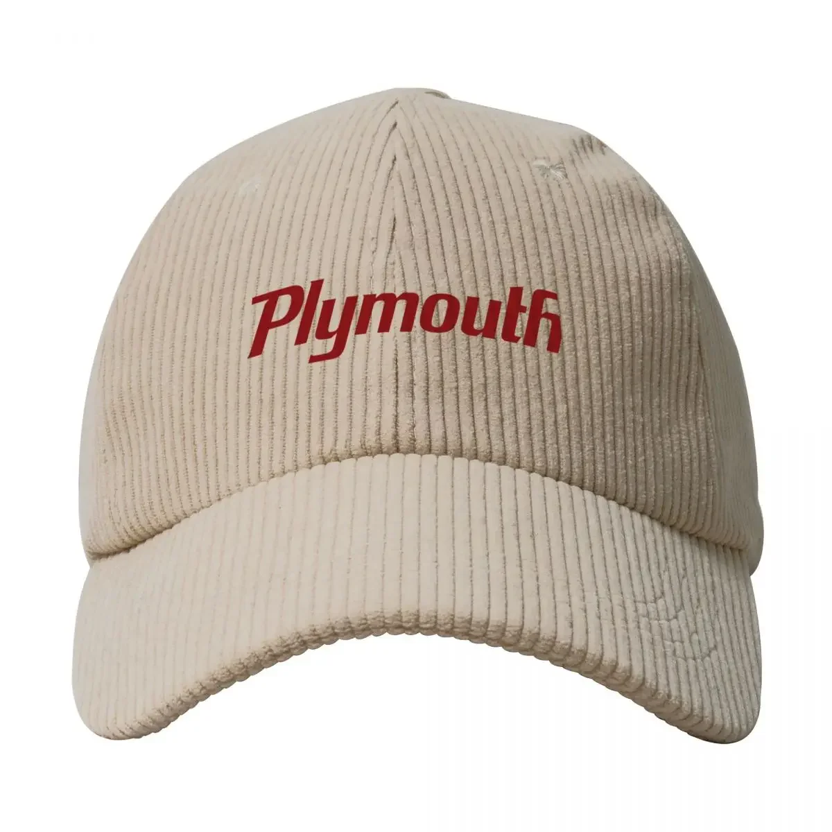 Plymouth Script - Blood Red Corduroy Baseball Cap western Hat Fluffy Hat Mountaineering For Men Women's