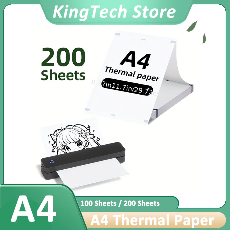 100/200 Blatt A4 Thermodruckerpapier 210mm, 70g Ökonomisches Schnelltrocknendes Gefaltetes Papier, Hohe Haltbarkeit für Fotos, Hausaufgaben