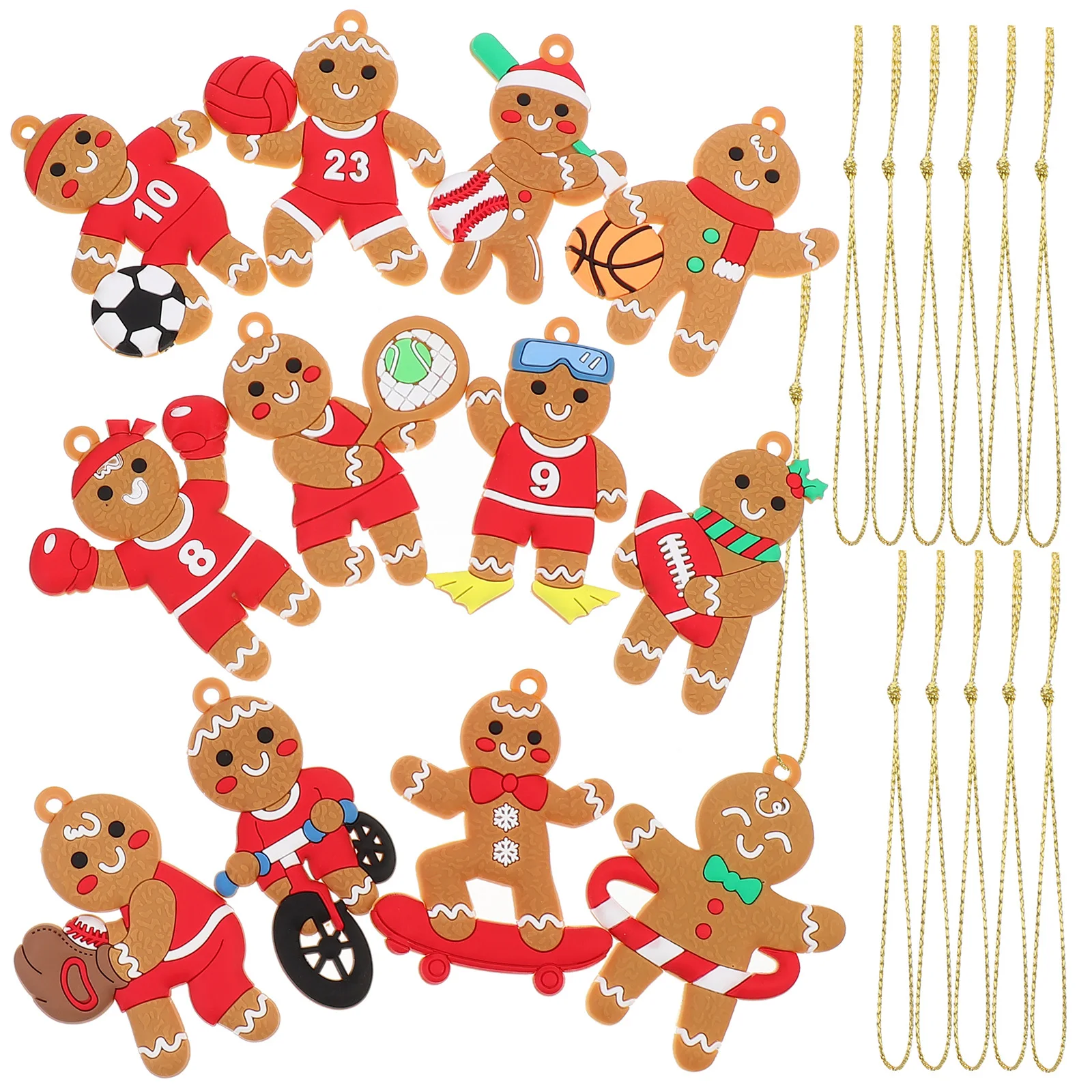 

12Pcs Gingerbread Man Christmas Pendant Safe Hanging Decorations for Party Tree Festive Home Christmas Pendant