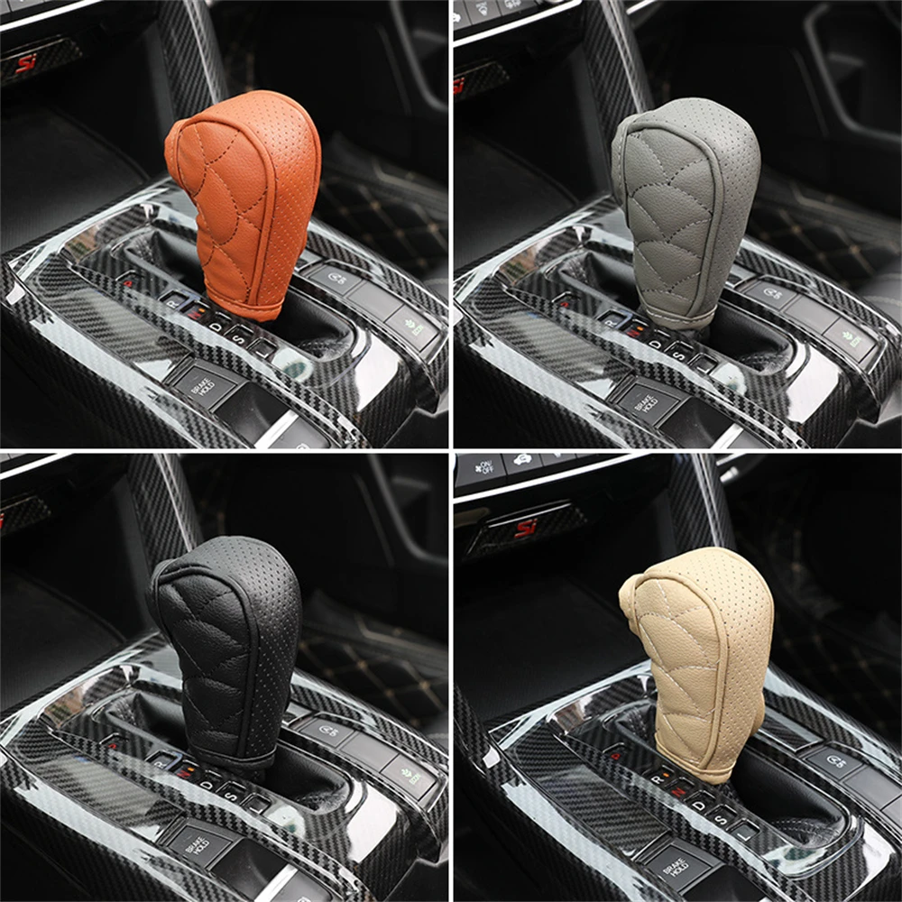 Car Accessories Leather Gear Shift Knob Cover Protect Auto Gearshift Stick Handle Level Case Protection