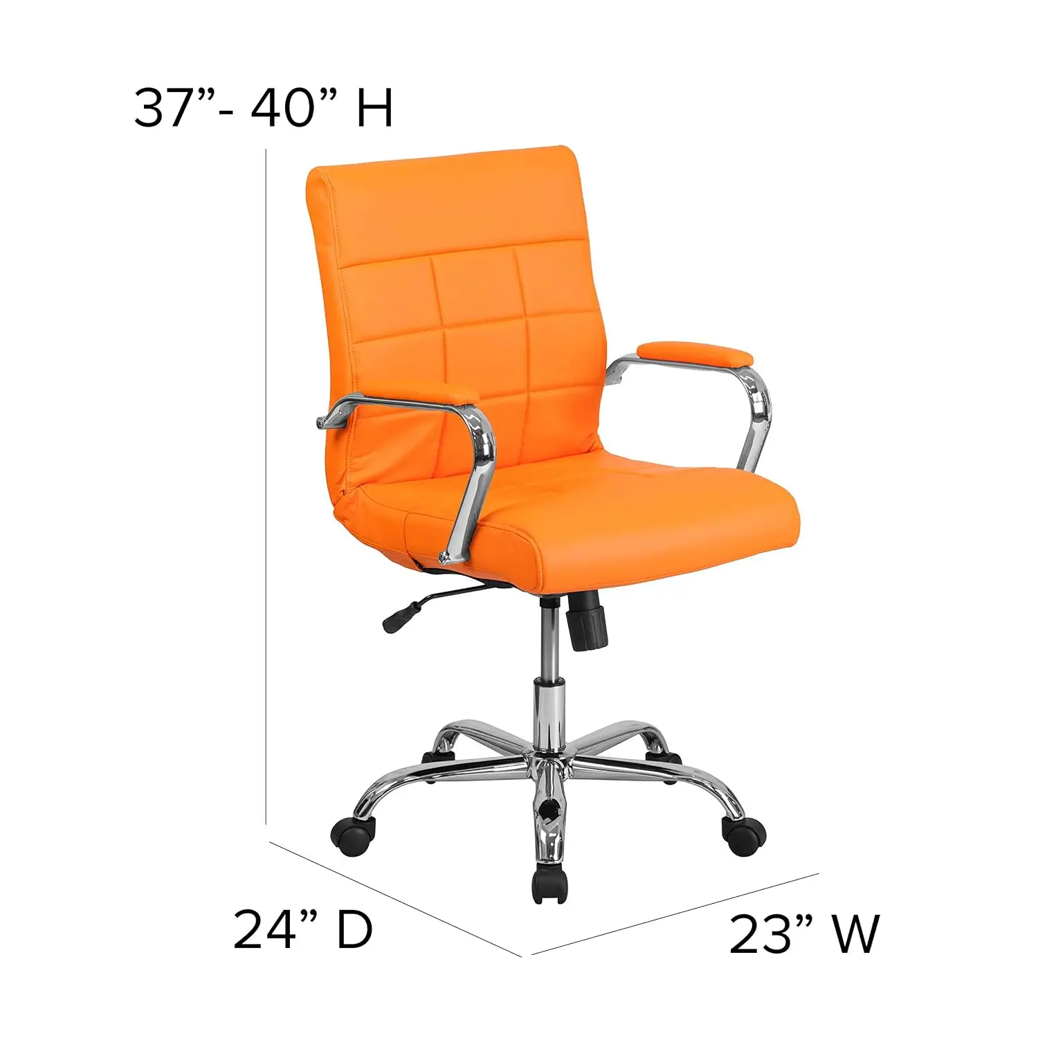 Mid-Back Orange Vinyl Executive Office Chair, Customized