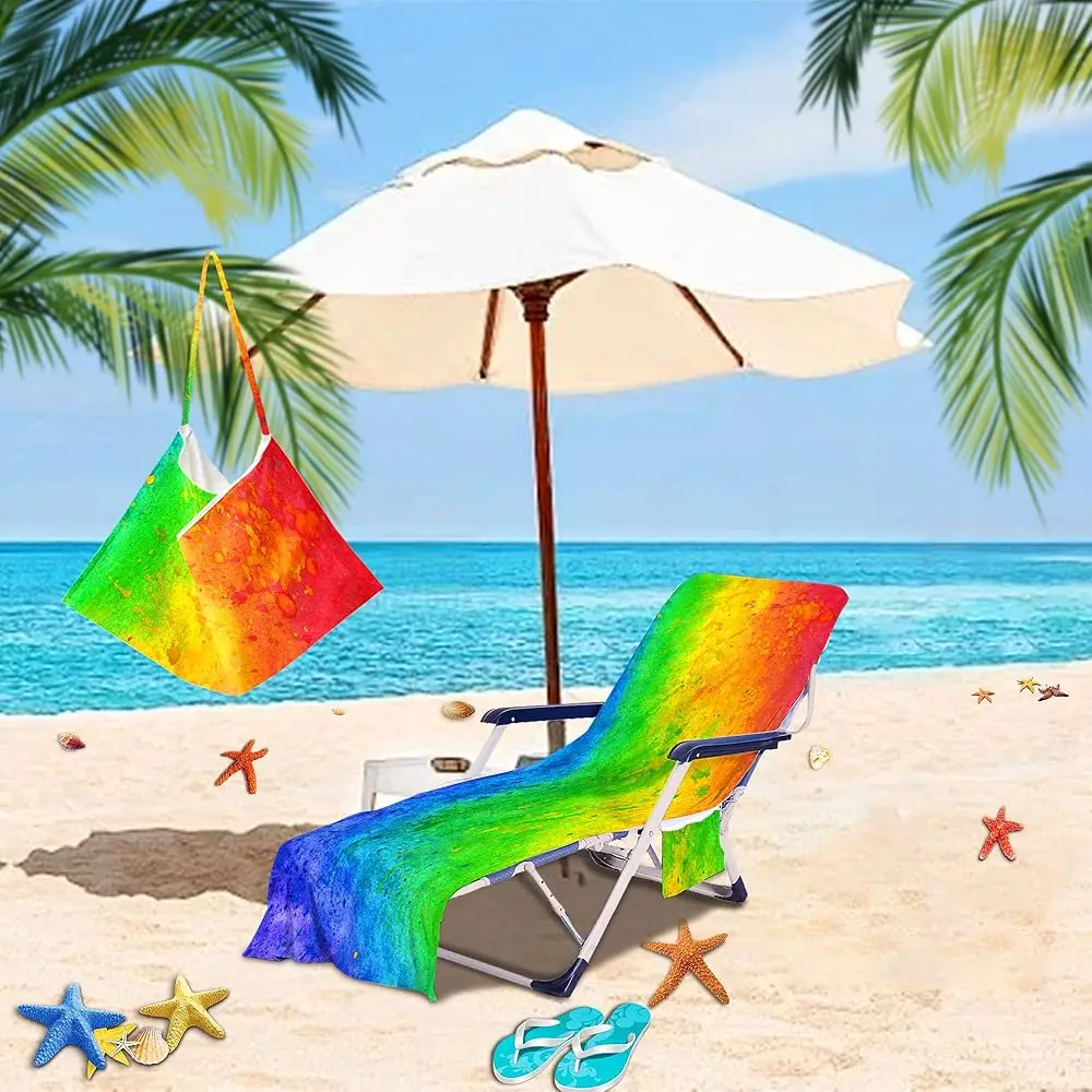 

Beach Chair Cover With Side Pockets Thi And Qui Dry Chaise Lounge Chair Towel Cover For Sun Lounger Pool Sunbathing Garden