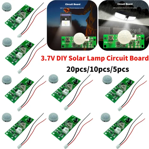 Módulo de Sensor de Control de placa de circuito de luz Solar, controlador de luz nocturna de jardín, Kits de Panel de lámpara Solar infrarroja, bricolaje, 3,7 V, 20-1PC