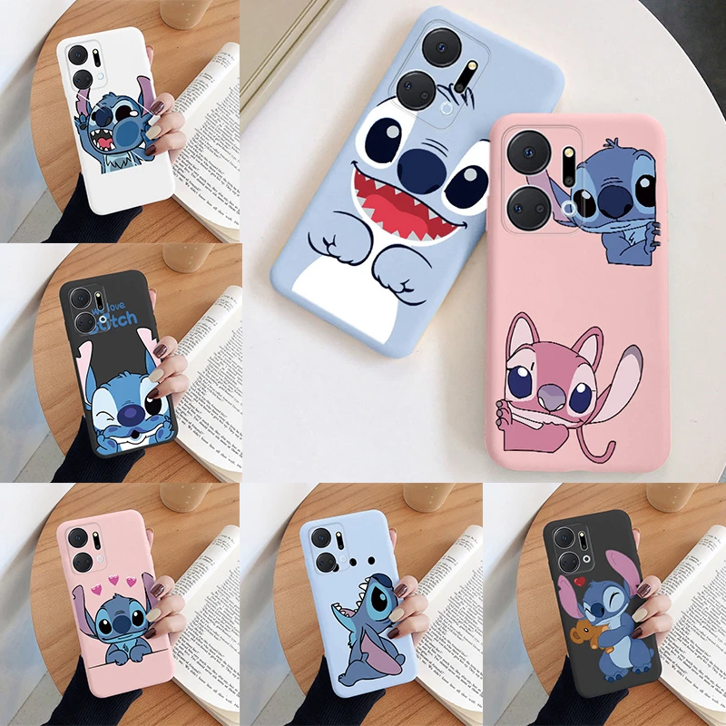 For Honor X7a Stitch Baby Cute Happy Angel Phone Case Soft Silicone Shockproof Cover Couple Lilo Stitch Capa For Honor X7 a Bags