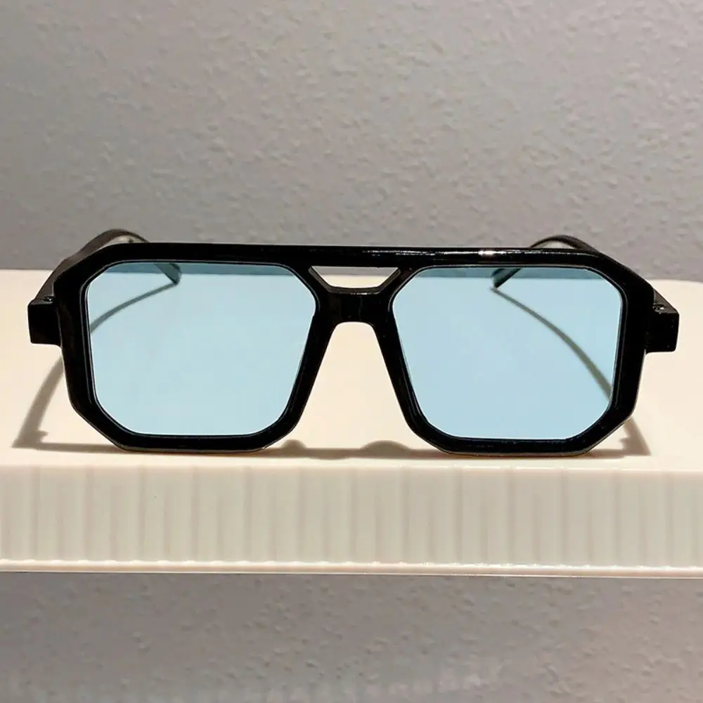 Punk Square Frame Sunglasses Eye Protection Block Glare Driving Glasses Street Photos Decoration Black Shades Glasses