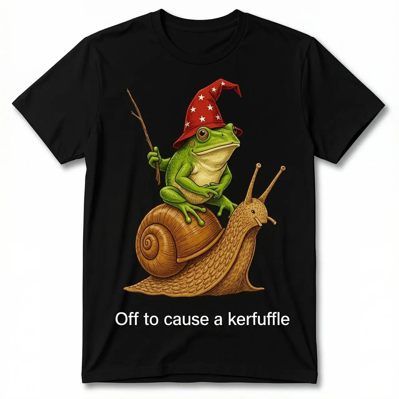 Y2K Harajuku Graphic Gothic Pure Cotton Unisex Drop Shoulder Oversized T Shirt Off To Cause A Kerfuffle Wizard Frog Riding