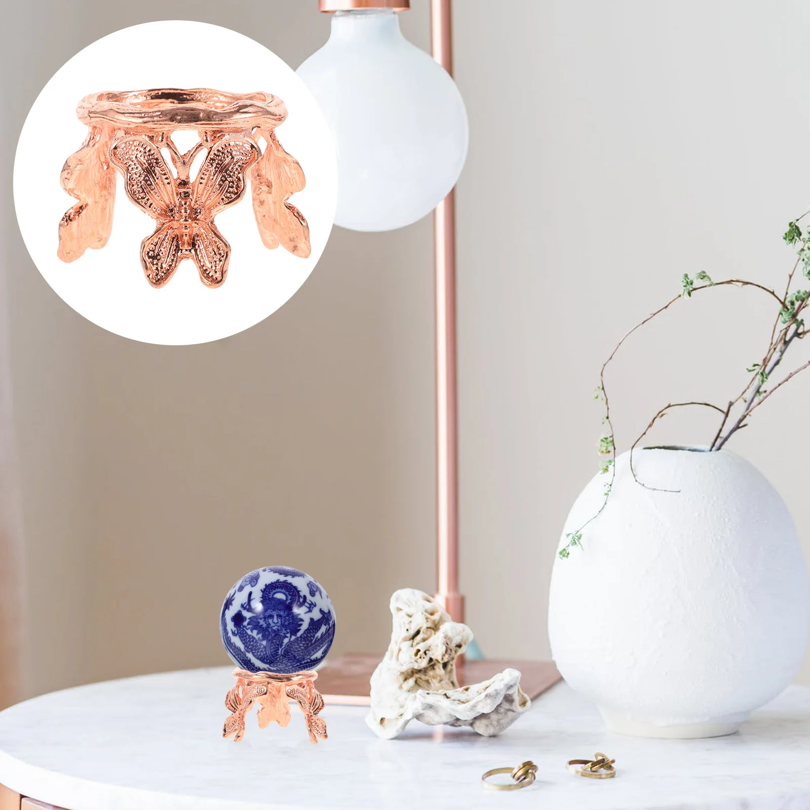 Crystal Ball Stand Robust Alloy Base Desktop Display Sphere Holder Crystal Ball Support Decorative Display Stand