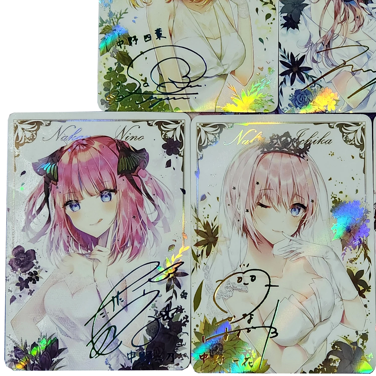 5Pcs/set Diy Self Made The Quintessential Quintuplets Collection Card Refraction Color Flash Hot Stamp Signature Card Gift Toyss