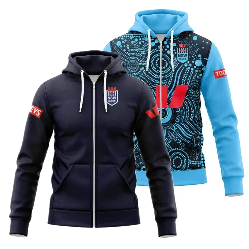 

Customization 2024 NSW Blues Indigenous Training Zipper Hoodie Shirt - Mens Size: S-5XL （Print Custom Name Number）