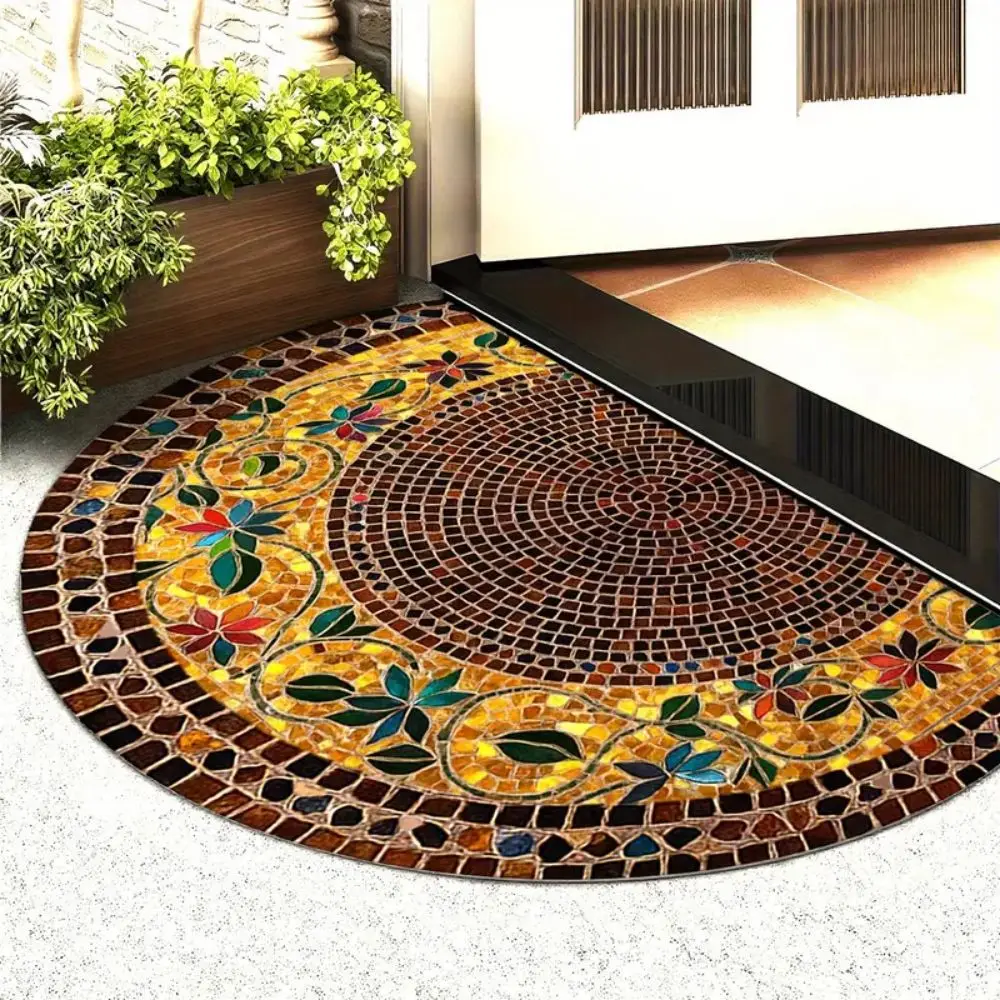VIKAMA Artificial Flower Brick Doormat Noise Reduction Anti-Slip Bathroom Mat Entrance Hallway Carpet Retro Home Decor