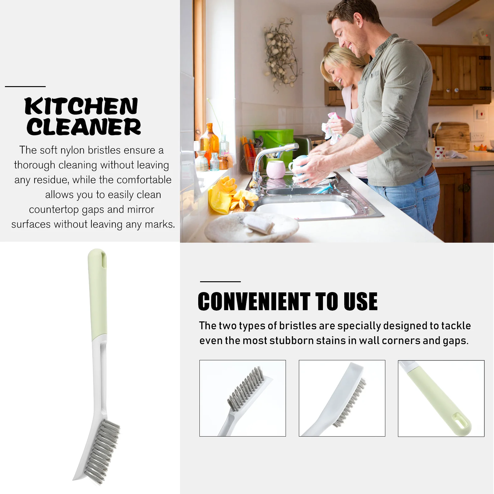 Kitchen Cleaning Brush Gap Grease Household Pot Scrubbers Oven Grill and Fryer Cleaner Gas Stove for