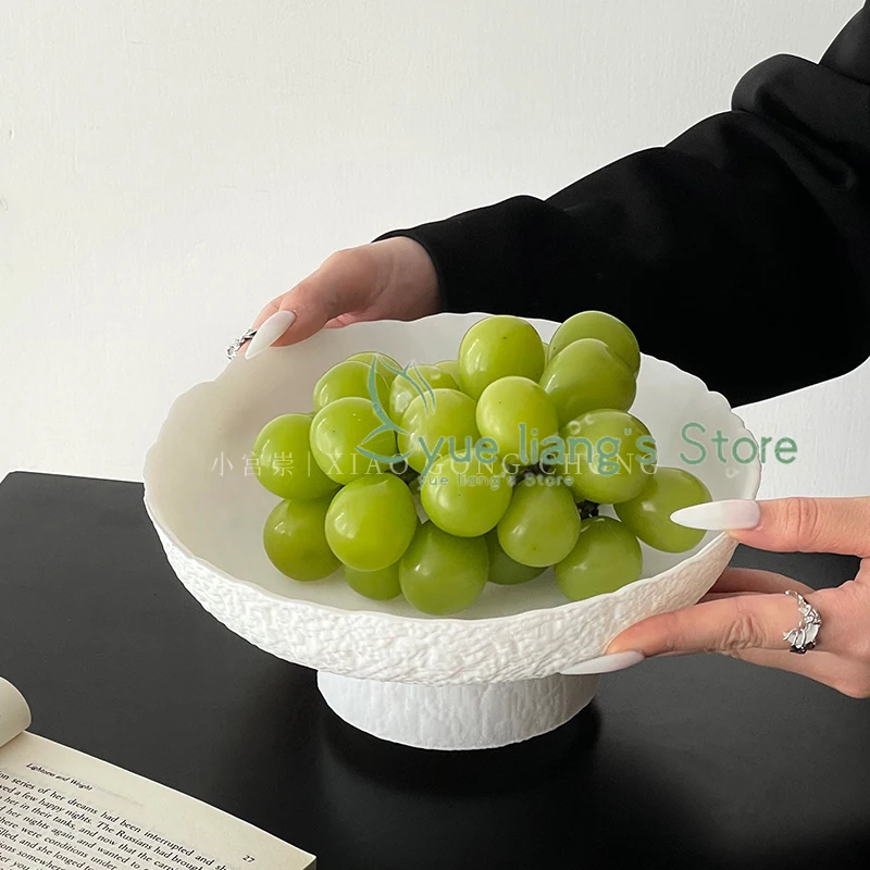 High Footed Plate Ceramic Japanese Style Exquisite Small Fruit Platter Snack Plates Office Tea Dish Restaurant Hotel Tableware