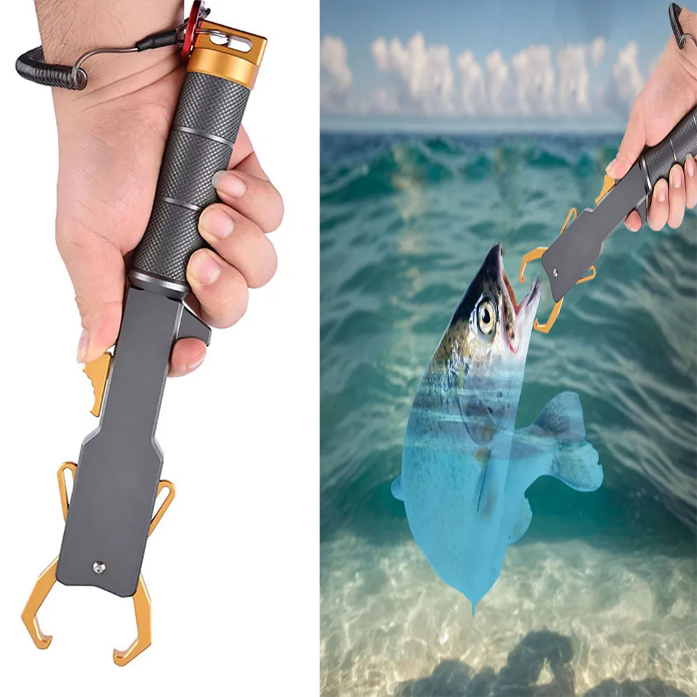 

Fish Gripper Tool,Portable Aluminum Alloy Fishing Grabber Clip With Adjustable Lanyard For Outdoor Freshwater Saltwater Fishing