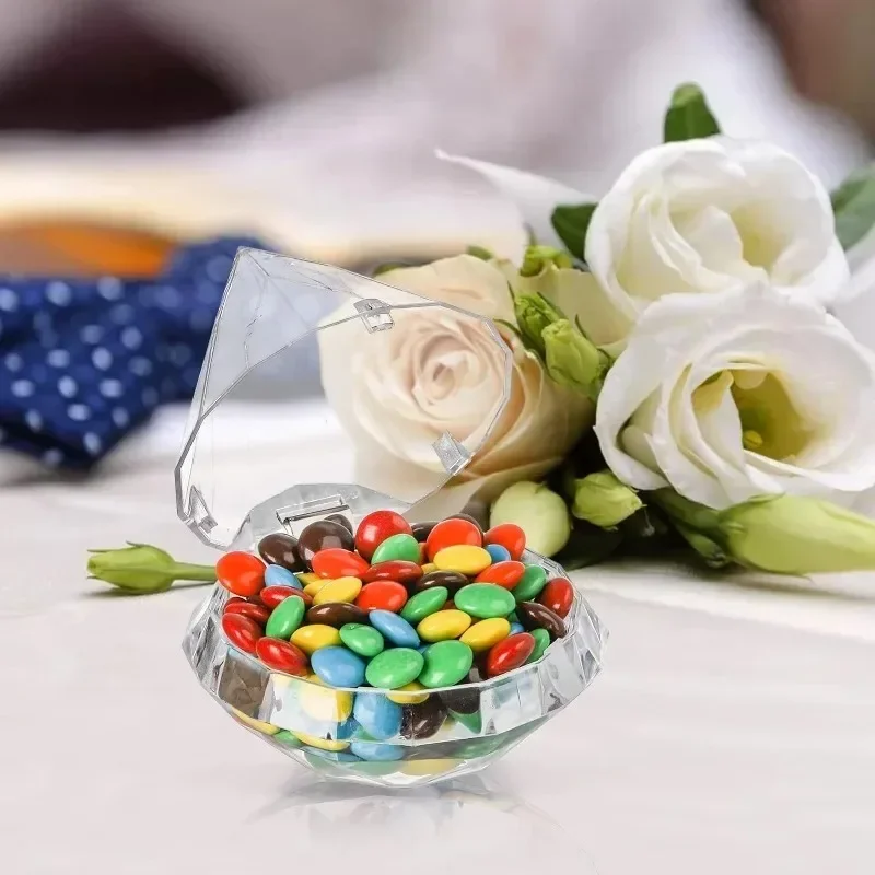 12 PCS Clear Diamond Shape Candy Box Acrylic Wedding Engagement Birthday Party Graduation Bachelor Party Theme Favors