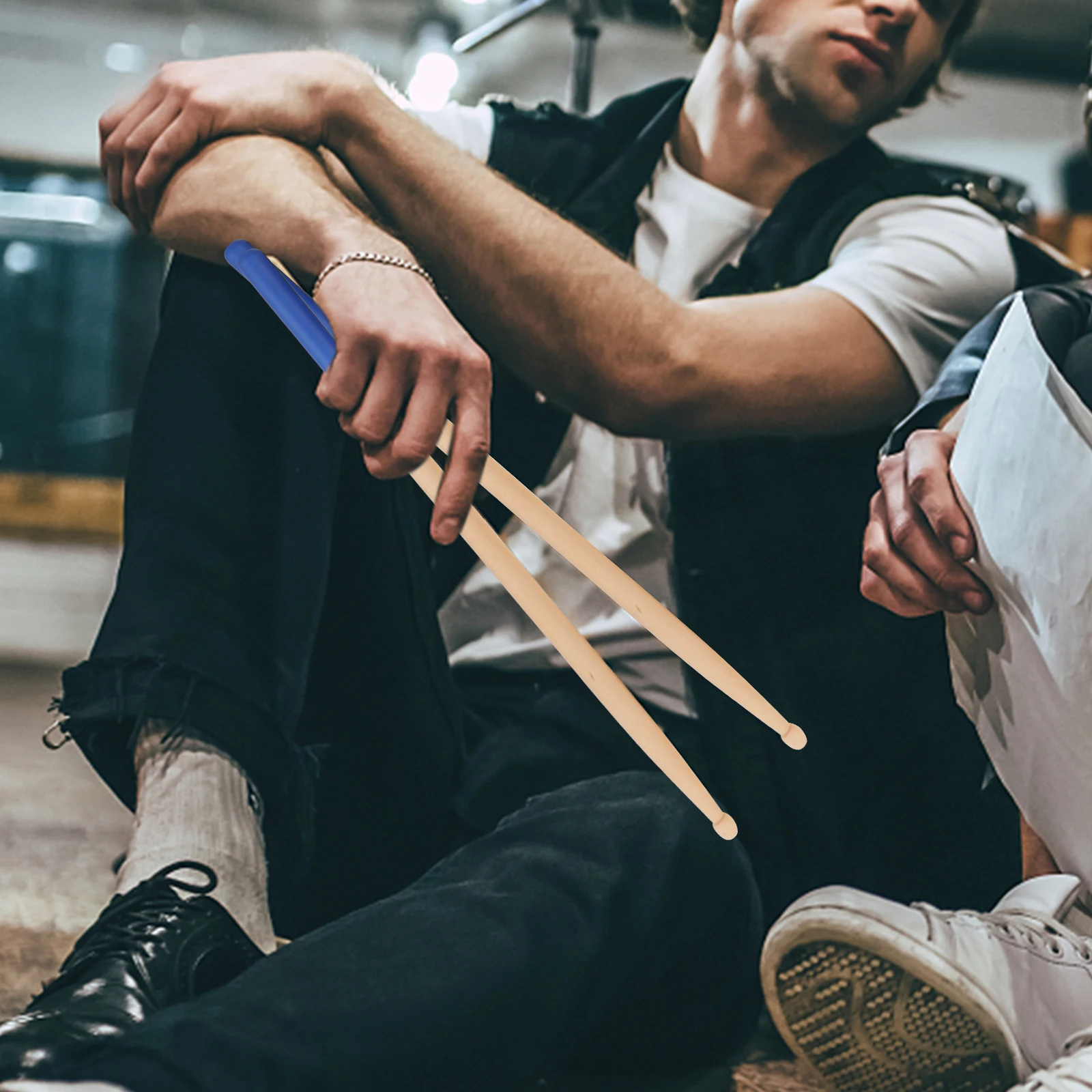 

3 Pairs Maple Anti-slip Drum Stick Wood Teardrop-shaped Drumsticks with Grip Adults