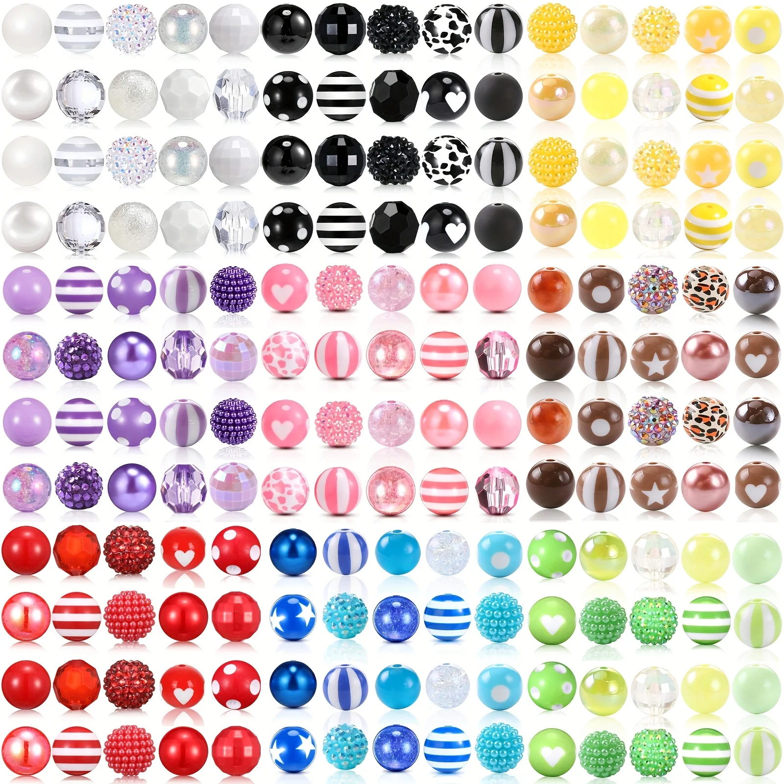 20 Pcs Chunky Bubblegum Beads Focal Beads Pen Beads Large Rhinestone Pearl Beads Christmas Beads for Pen Jewelry Making Keychain