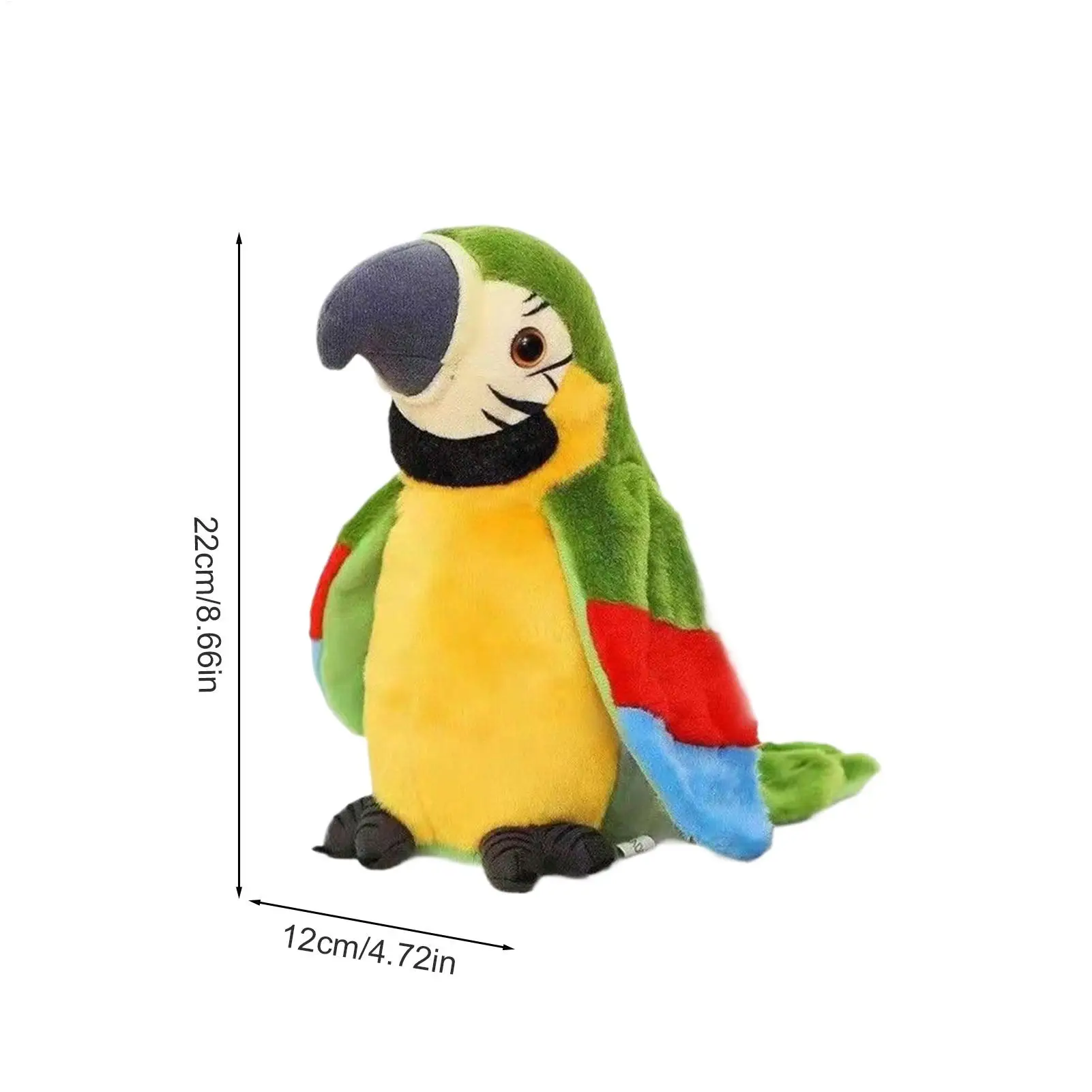 Vogelspeelgoed voor kinderen Tjilpende papegaai met klapvleugels en muziek Elektronisch realistisch pluche dier voor kinderen Huisdieren Feest Speelbureau