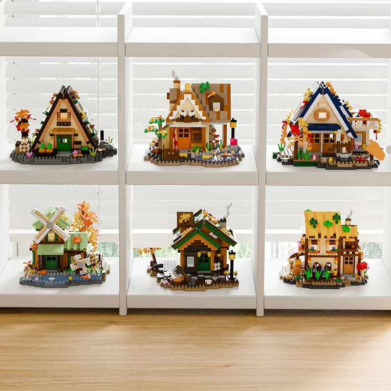 Set de Bloques de Construcción de Árbol del Bosque con Molino de Viento, Bloques de Construcción Retro de Casa del Árbol, Set de Bloques de Construcción para Adultos, Modelo de Juguete de Bloques de Construcción Creativos, Decoración para Sala de Estar/Ve