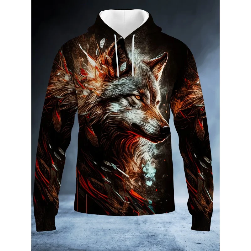 3D Print Wolf Tiger Gorilla Hoodies For Men Cool Animal Graphics Oversized Hoodie Breathable Pullover Long Sleeves Sweatshirt