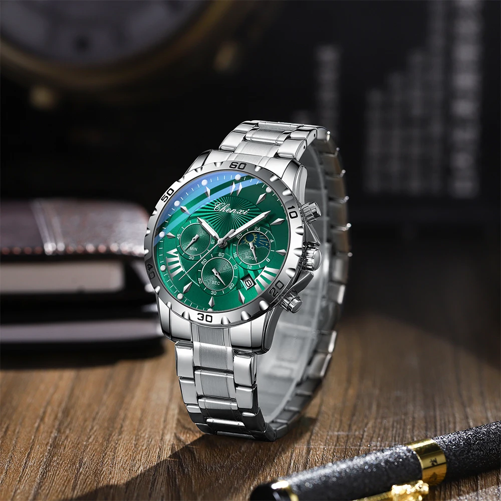 CHENXI多機能クォーツメンズ腕時計 タイミング発光防水 メンズ腕時計 カレンダー ファッションビジネスメンズ腕時計