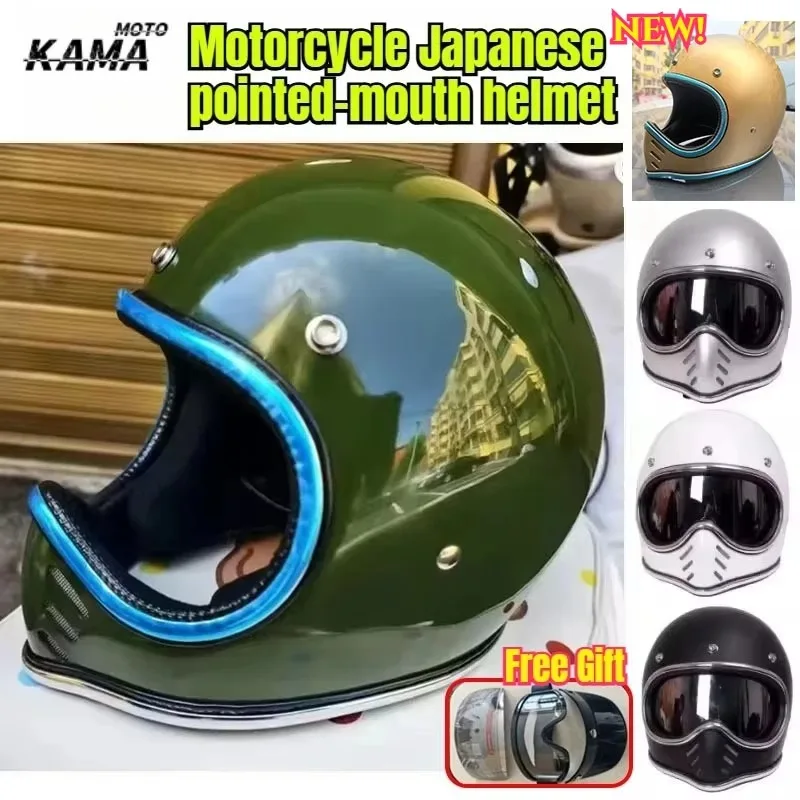 Hot Pointed Nose Small Helmet Chrome Motorcycle Fiberglass Helmet Four Season Full Face Helmet for Honda Casco Moto Casque
