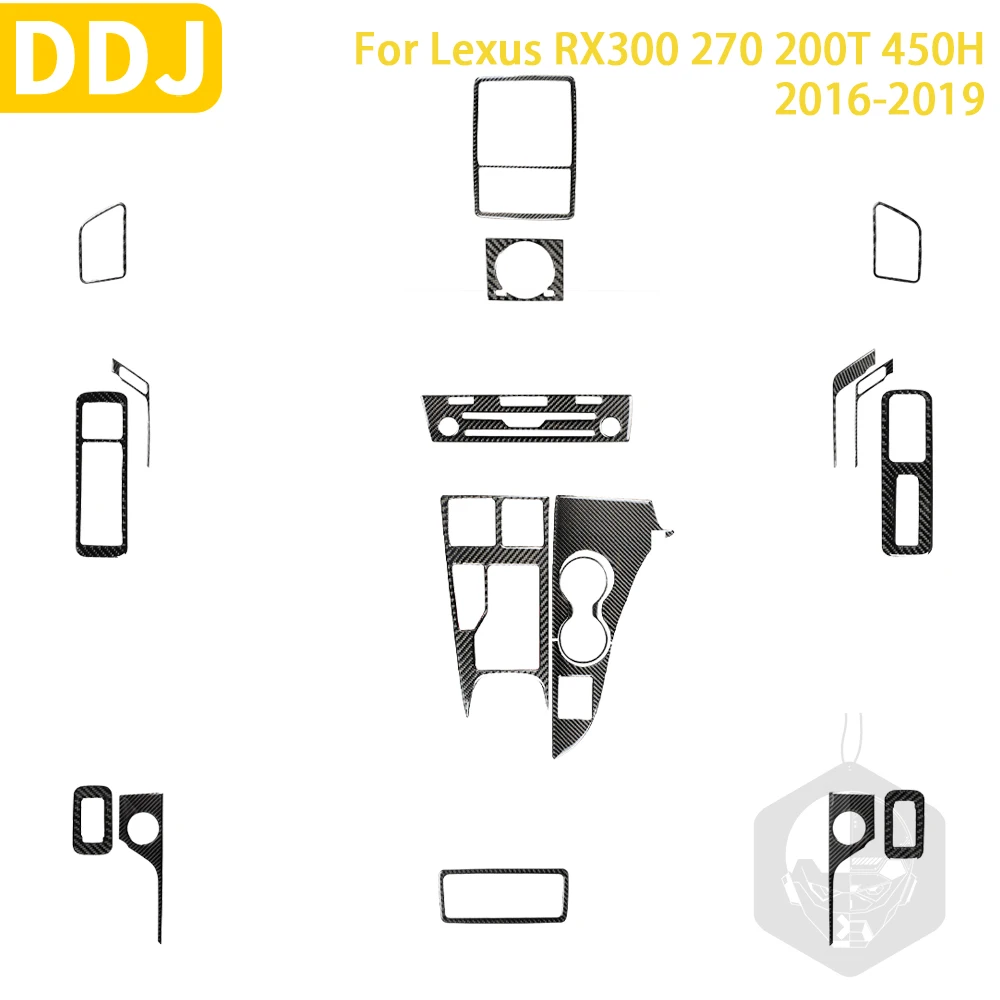 For Lexus RX300 270 200T 450H 2016-2019 Accessories Car Carbon Fiber Interior CD Console Water Cup Door Trim Stickers Decoration