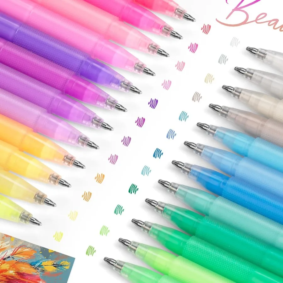

24 Pcs Acrylic Gel Pens 1.0 Adult Coloring Paint Pen for Black Paper Mut Marker Art Set Neon Assorted Colored Click Pens for Do