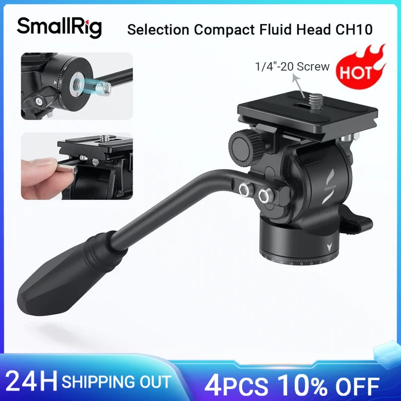 SmallRig Selection Compact Fluid Head Tilted +90°-55° and Swiveled 360° Multi-angle Shooting for Video shooting Base for Tripod