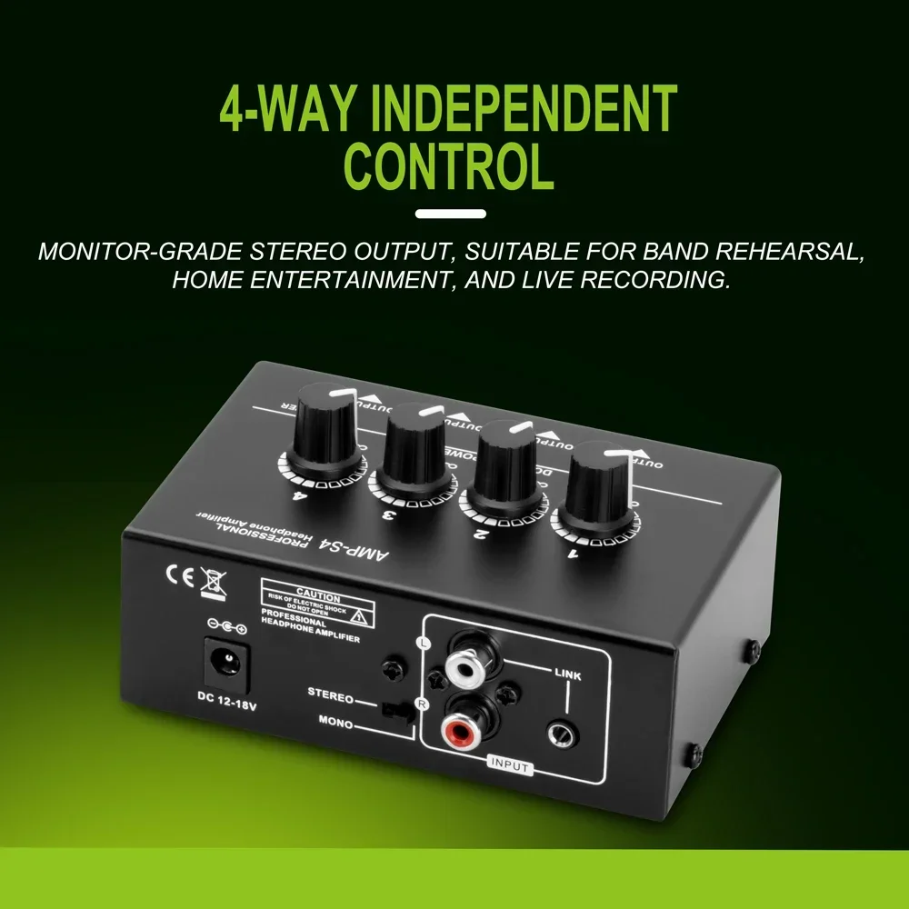 

Leicozic Stereo Headphone Amplifier 4 Channel Amplificatore DC12V Power Adapter Studio Recording Equipment DJ Audio Amplificador