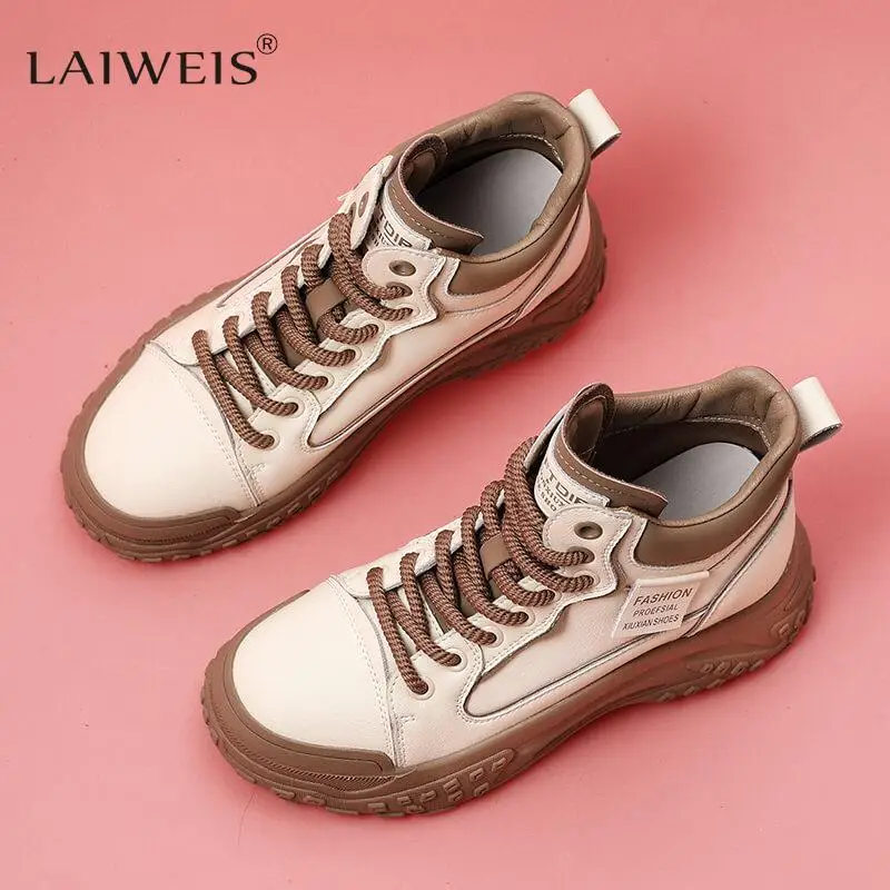 genuine leather platform Martin boots short boots 2023 new autumn winter single boots high-top leather shoes velvet women shoes