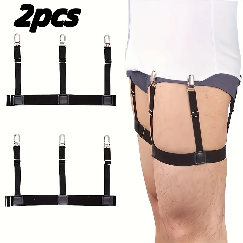 2-Pack Duckbill Button Shirt Hem Fixed Clip Men's Seamless Artifact Shirt Top Straightening Anti-Wrinkle Anti-Slip Adjustable Garter Belt