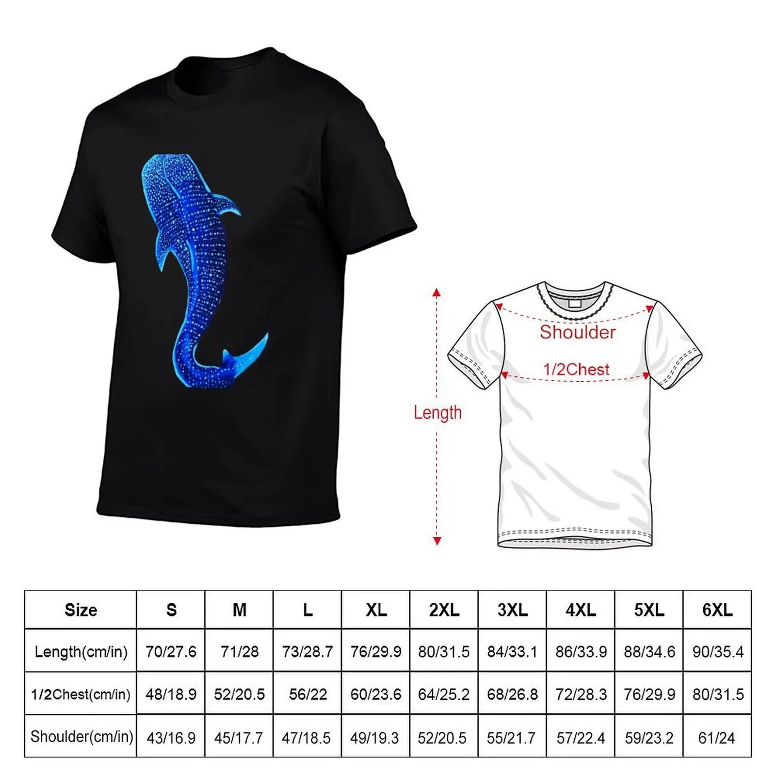 Watercolor Whale Shark T-Shirt blue archive baggy shirts Men's t-shirt