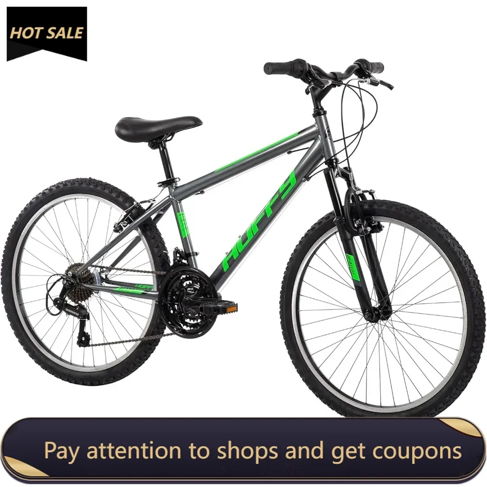 

Mountain，24" Sizes, 6 or 21 Speed Shimano Twist Shifting, Front or Dual Suspension, Comfort Saddle, Sleek Colors Freight free